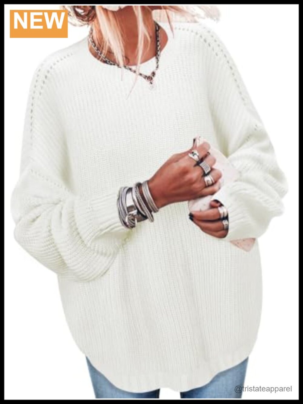 Oversized Ribbed Knit Sweater Tunic Pullover Long Sleeve